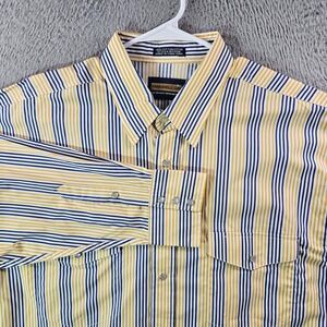 Panhandle Slim Western Shirt Men Large Pearl Snap‎ Yellow Blue White Striped